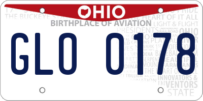 OH license plate GLO0178