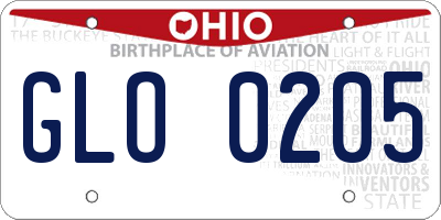 OH license plate GLO0205