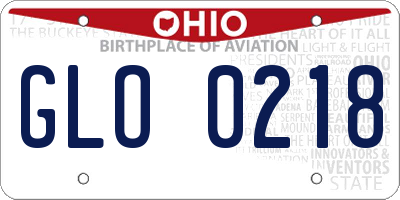 OH license plate GLO0218