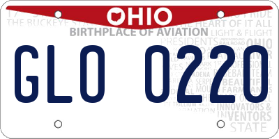 OH license plate GLO0220