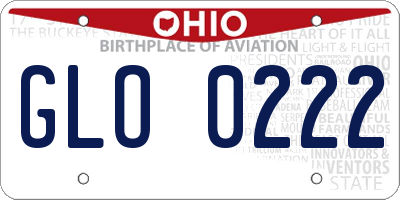 OH license plate GLO0222