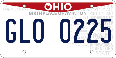 OH license plate GLO0225