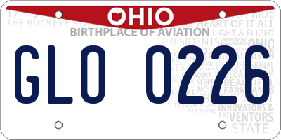 OH license plate GLO0226