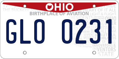 OH license plate GLO0231