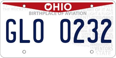 OH license plate GLO0232