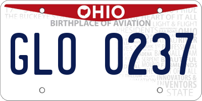 OH license plate GLO0237