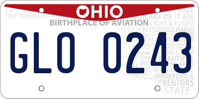 OH license plate GLO0243