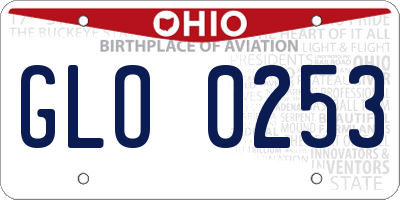 OH license plate GLO0253