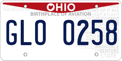 OH license plate GLO0258