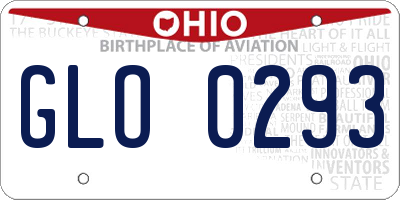 OH license plate GLO0293