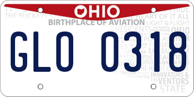 OH license plate GLO0318