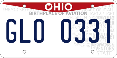 OH license plate GLO0331