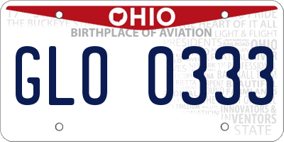 OH license plate GLO0333