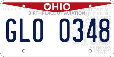 OH license plate GLO0348