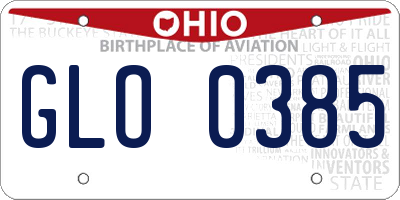 OH license plate GLO0385