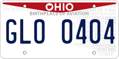 OH license plate GLO0404