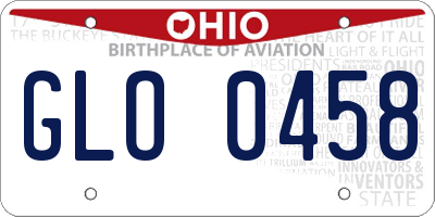 OH license plate GLO0458