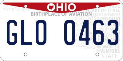 OH license plate GLO0463