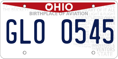 OH license plate GLO0545