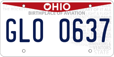 OH license plate GLO0637