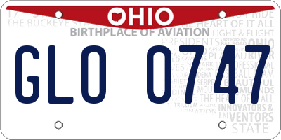 OH license plate GLO0747