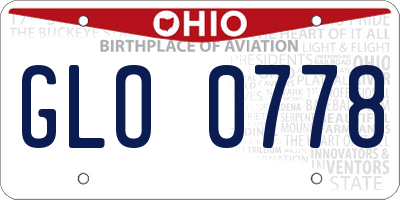 OH license plate GLO0778