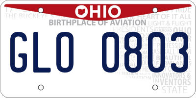 OH license plate GLO0803