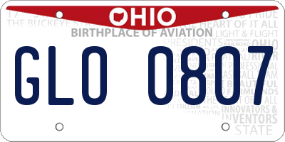 OH license plate GLO0807