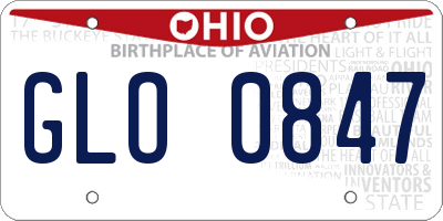 OH license plate GLO0847