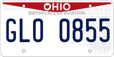 OH license plate GLO0855