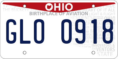 OH license plate GLO0918