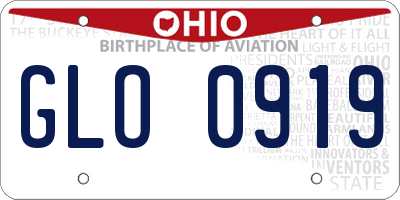 OH license plate GLO0919