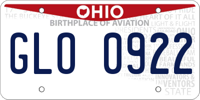 OH license plate GLO0922
