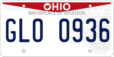 OH license plate GLO0936