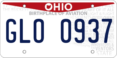 OH license plate GLO0937