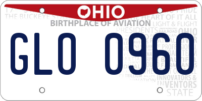 OH license plate GLO0960