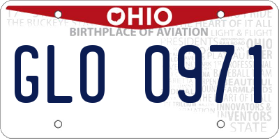 OH license plate GLO0971