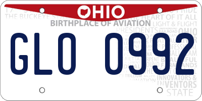 OH license plate GLO0992
