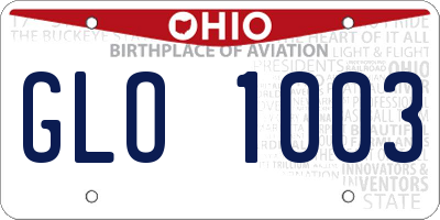 OH license plate GLO1003