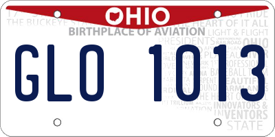 OH license plate GLO1013