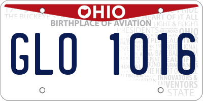 OH license plate GLO1016