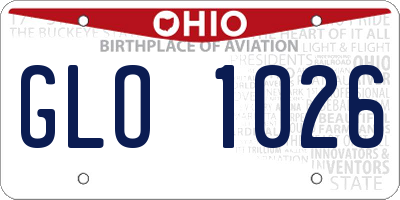 OH license plate GLO1026
