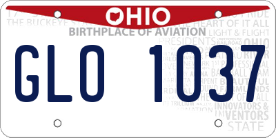 OH license plate GLO1037