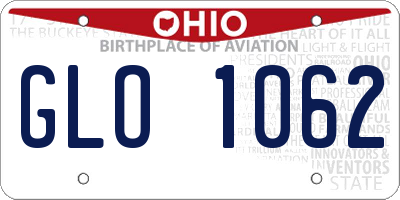 OH license plate GLO1062