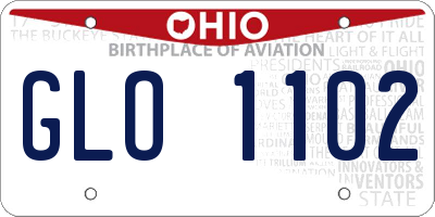 OH license plate GLO1102