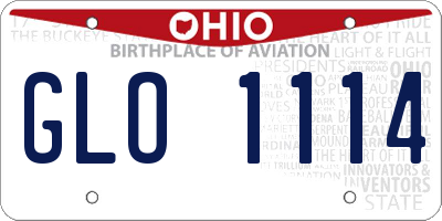 OH license plate GLO1114