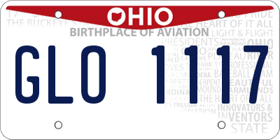 OH license plate GLO1117