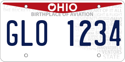 OH license plate GLO1234