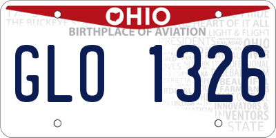 OH license plate GLO1326