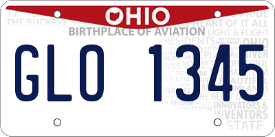 OH license plate GLO1345